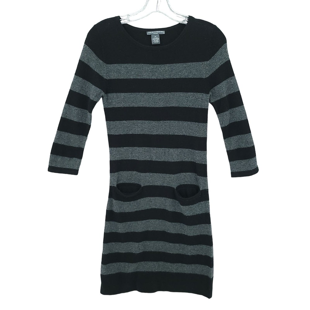 Chelsea & Theodore Wool Cashmere Blend Striped Sweater Dress Sz XS